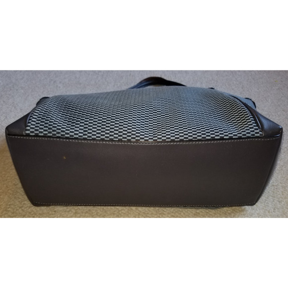 Womens Purse-COACH-'Midnight Blue' Leather 'Ava Tote' w/ Jacquard Legacy Print - Picture 2 of 9